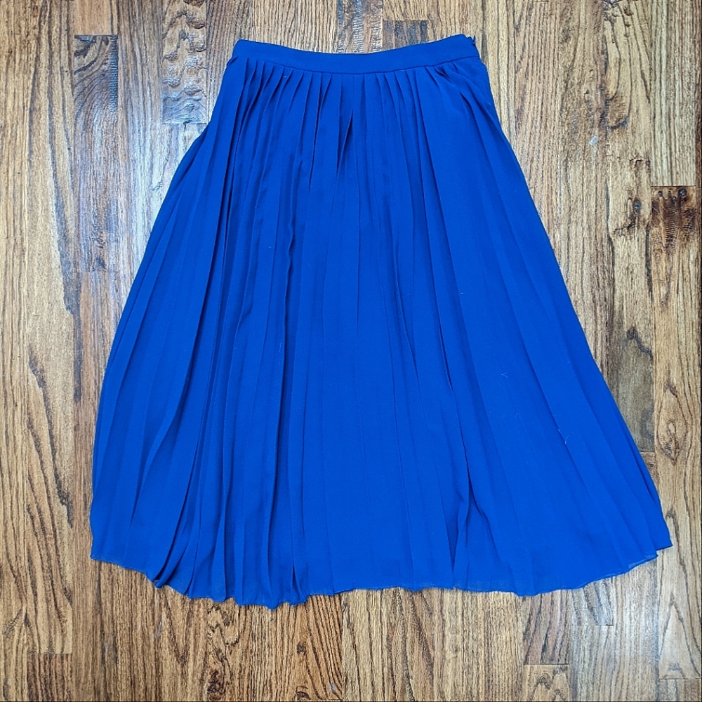 ASOS Petite Indigo Pleated Midi Skirt